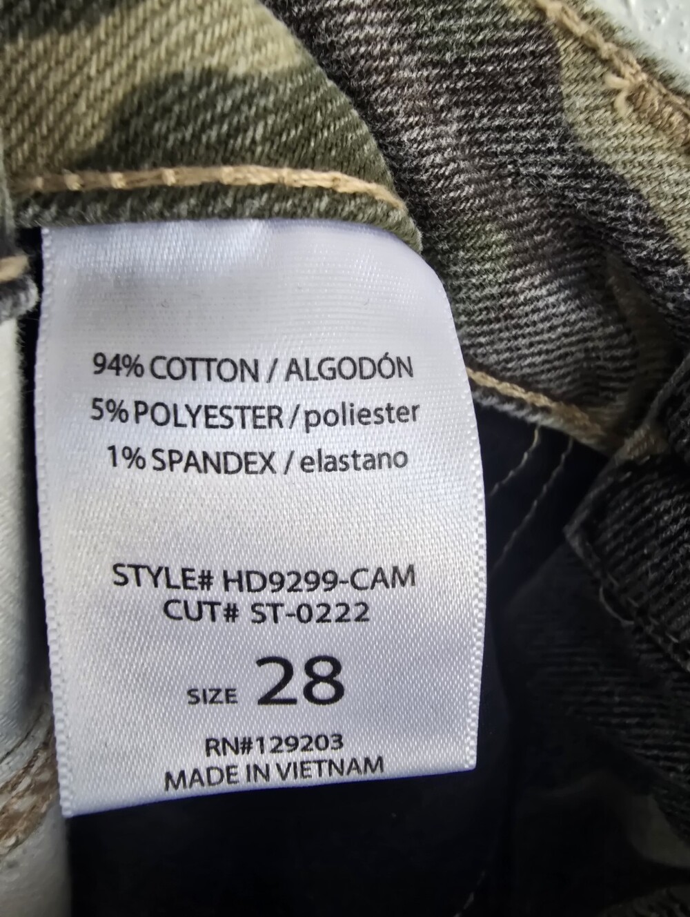 Hidden Premium Army Green Camo Wide Cargo Jeans Size 28 NWOT - Picture 11 of 11